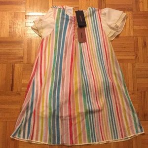Colorful vertical line mid length dress
